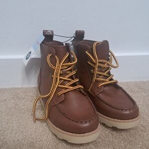 Cat & Jack Brown and Tan Ankle Boots with Padded Collar